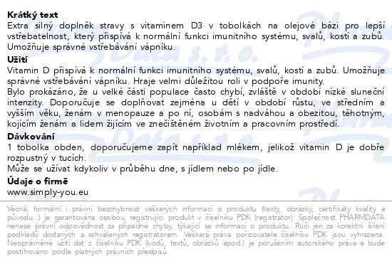 Příbalový leták - Vitamin D3 2000 IU Da Vinci Pharma 60 tobolek