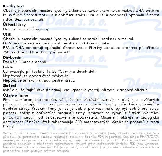 Příbalový leták - JAMIESON Omega-3 Ultra 900mg cps.75