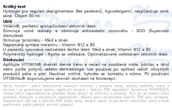 Příbalový leták - ISISPHARMA Vitiskin hydrogel 50ml