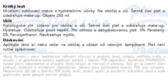Příbalový leták - ISISPHARMA Sensylia Aqua micelární odličovací roztok 250ml