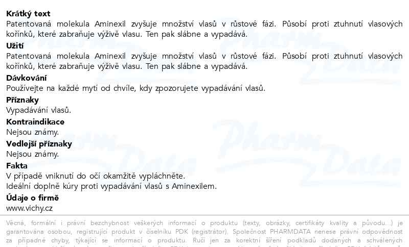 Příbalový leták - VICHY DERCOS Posilující šampon 200ml