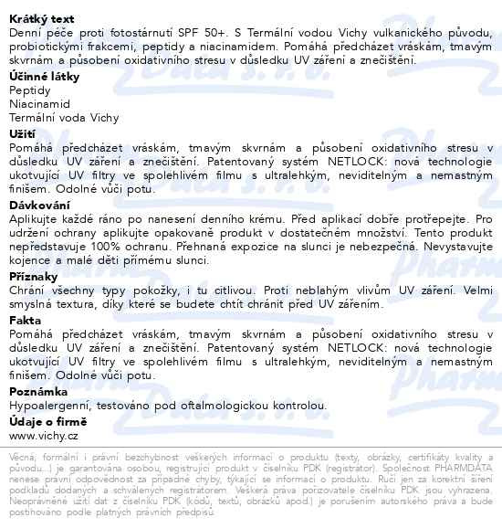 Příbalový leták - VICHY CAPITAL SOLEIL UV-AGE Denní péče proti fotostárnutí SPF 50+ 40ml