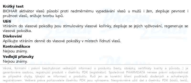 Příbalový leták - BIOHAR vlasové prorůstové sérum 75ml