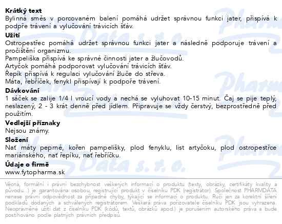 Příbalový leták - Ungolen Bylinný čaj játra+žlučník 20x1.5g Fytophar