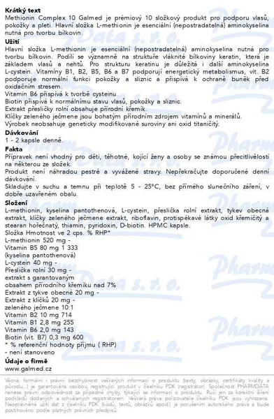 Příbalový leták - Methionin PLUS 10 Galmed cps 60+10