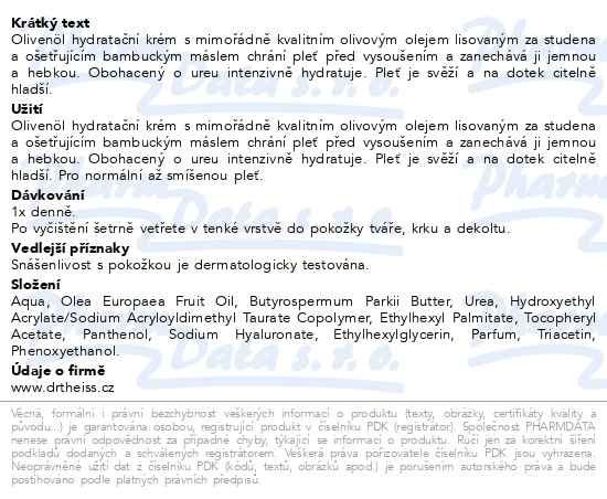 Příbalový leták - Olivenöl hydratační krém s hyaluronem a ureou 50ml