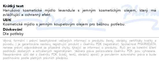 Příbalový leták - Hanušovo kosmetické mýdlo LEVANDULE 100 g