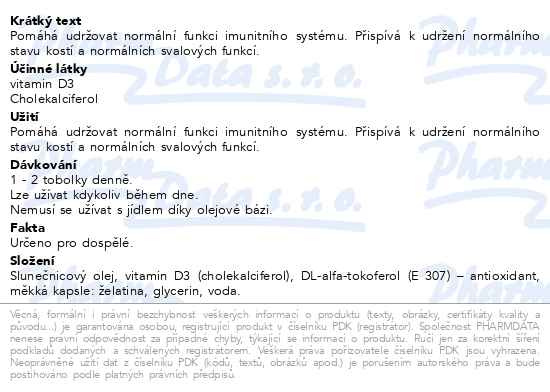 Příbalový leták - Detritin Vitamin D3 2000 IU 60 měkkých tobolek