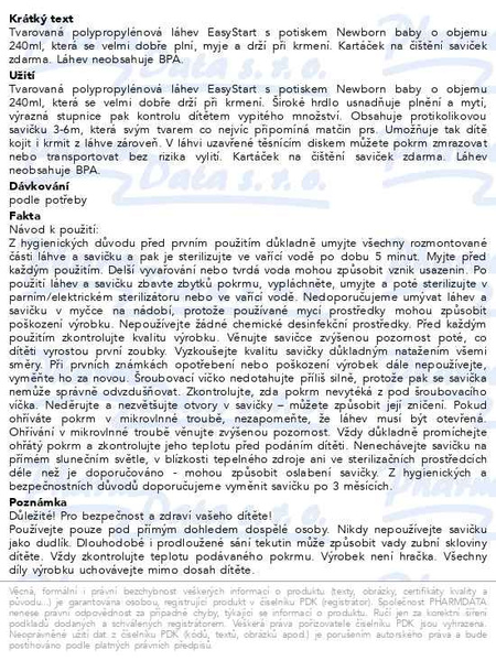 Příbalový leták - Canpol babies Lahev se širokým hrdlem NEWBORN BABY 240ml béžová