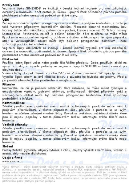Příbalový leták - GINEXID vaginální čípky 10x2g