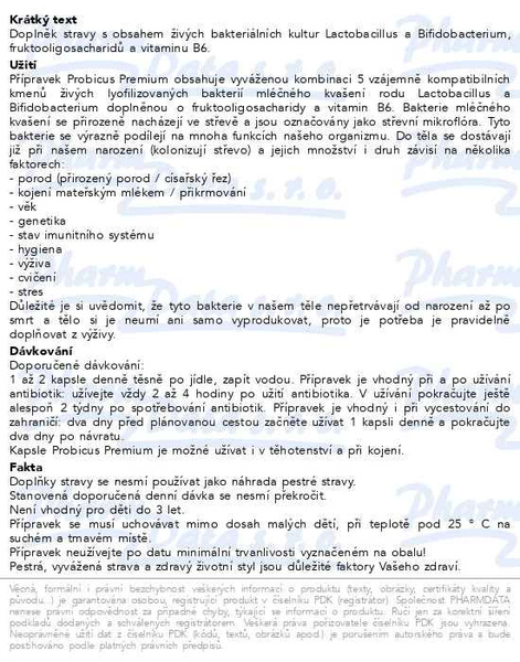 Příbalový leták - Probicus Premium cps.15 Generica