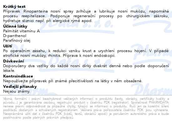 Příbalový leták - Rinopanteina nosní sprej 20ml