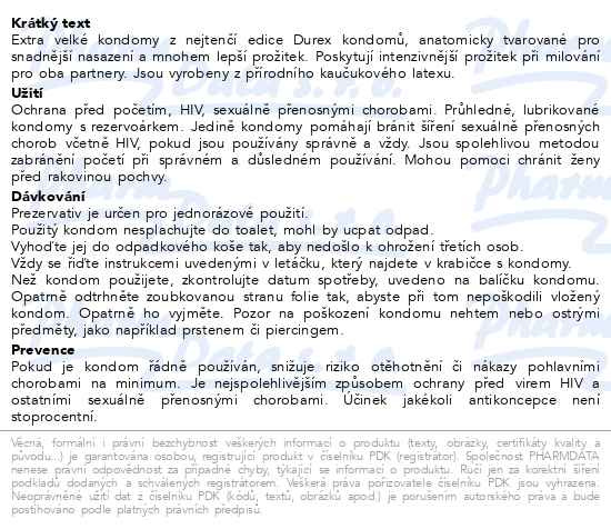 Příbalový leták - DUREX Invisible XL prezervativ 10ks