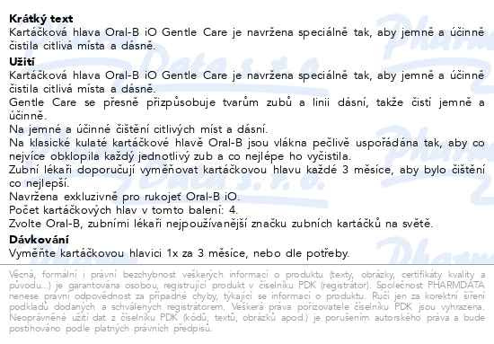 Příbalový leták - Oral-B iO Gentle Care Kartáčkové Hlavy, Balení 4 ks