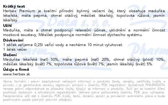 Příbalový leták - HERBEX Večerní čaj n.s.20x1.5g