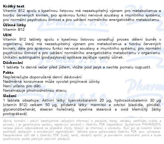Příbalový leták - Favea Vitamín B12 tbl.30