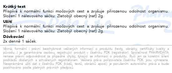 Příbalový leták - HERBEX Zlatobýl obecný n.s.20x2g