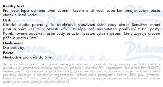 Příbalový leták - elmex Sensitive ústní voda 400ml + zubní pasta 75ml