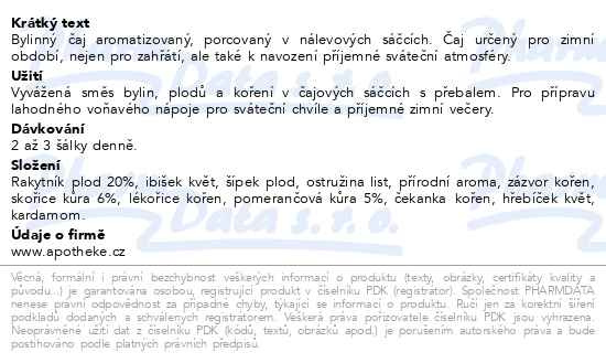 Příbalový leták - Apotheke Sváteční punč čaj 20x2g