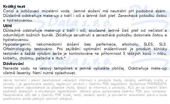 Příbalový leták - RILASTIL Daily Care čistící micelární voda 250ml
