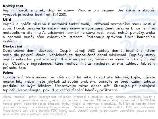 Příbalový leták - Solgar Vápník, Hořčík, Zinek tbl.100