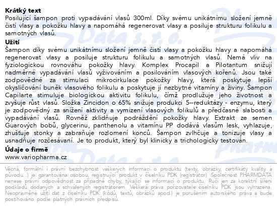 Příbalový leták - DERMEDIC Capilarte Posilující šampon vypadávání vlasů 300ml