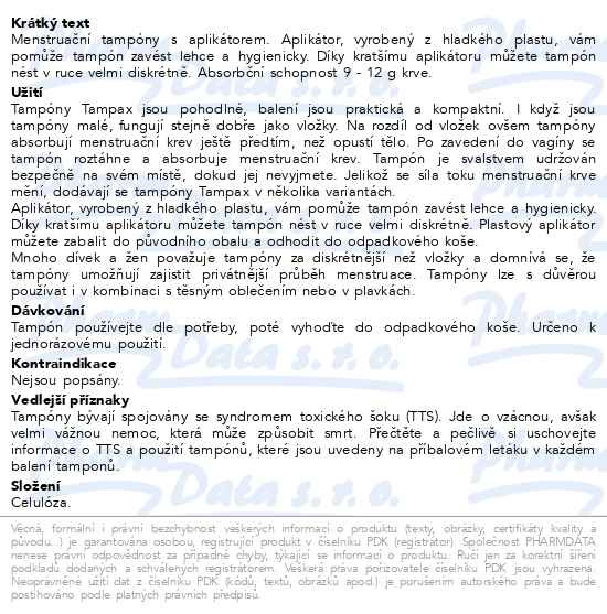 Příbalový leták - Tampax Compak Super tampony s aplikátorem 16ks