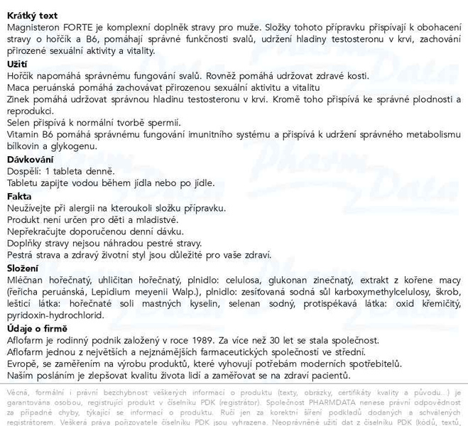 Příbalový leták - Magnisteron Forte tbl.30
