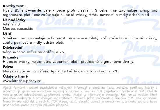 Příbalový leták - LA ROCHE-POSAY Hyalu B5 Koncentrovaná péče proti vráskám pro obnovu a vyplnění pleti 40 ml