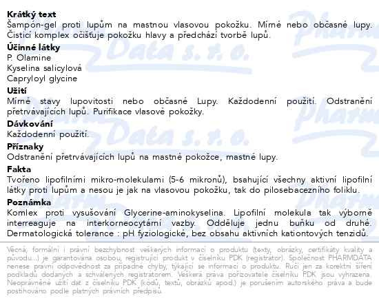 Příbalový leták - LA ROCHE-POSAY KERIUM Šampon - mastné lupy 200ml