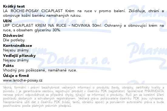 Příbalový leták - LA ROCHE-POSAY CICAPLAST Obnovující a ochranný krém na ruce 100 ml