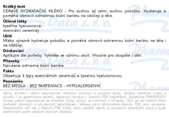Příbalový leták - CERAVE Hydratační mléko pro suchou až velmi suchou pokožku 236 ml