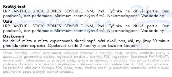 Příbalový leták - LA ROCHE-POSAY Anthelios XL Tyčinka pro ochranu citlivých partií před sluncem SPF 50+ 9 g