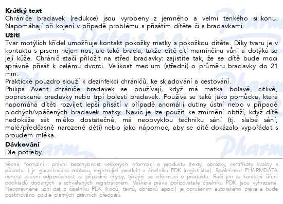 Příbalový leták - Philips AVENT Chránič bradavek - medium 2 ks + ster.krabička