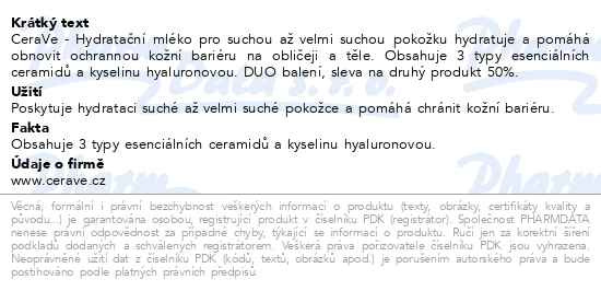 Příbalový leták - CeraVe Hydratační mléko DUO 2x473ml