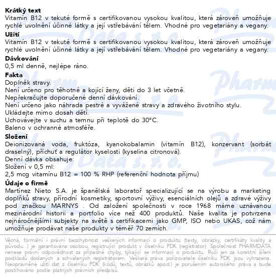 Příbalový leták - MARNYS Vitamín B12 tekutý 30ml