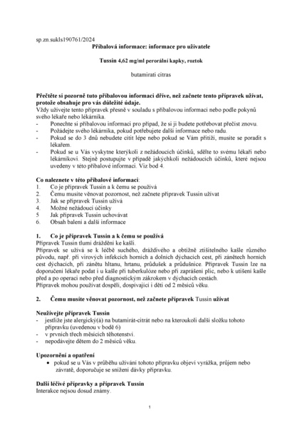 Příbalový leták (SUKL) - Tussin 4.62mg/ml perorální kapky 1x25ml