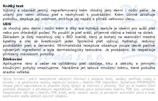 Příbalový leták - WELEDA Sensitive Zklidňující pleťový krém 30ml