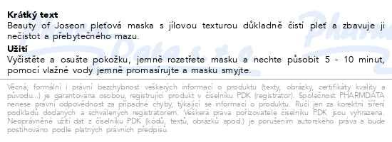 Příbalový leták - Beauty of Joseon Red Bean čisticí pleťová maska 140ml