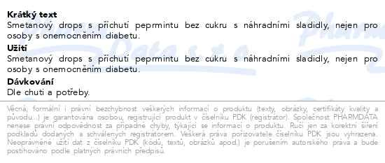 Příbalový leták - Vivil CremeLife peprmint bez cukru 90g
