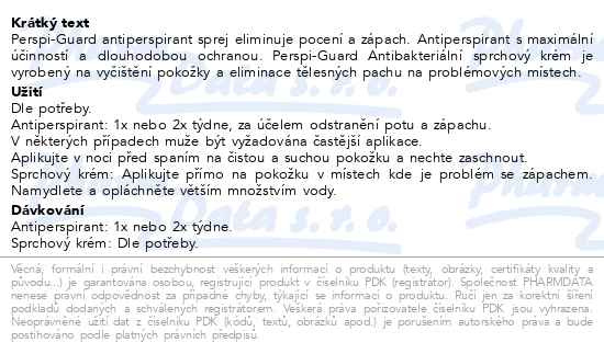 Příbalový leták - Perspi-Guard Spray 30ml+Sprchový krém 200ml