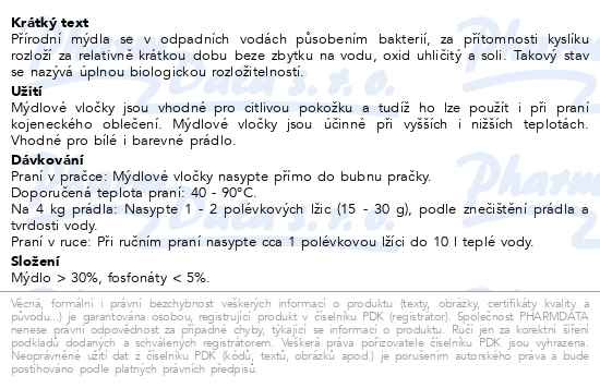 Příbalový leták - Allnature Mýdlové vločky na praní 500g