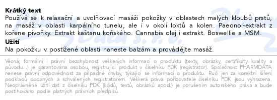 Příbalový leták - Karpál tunely 100ml Paeonol masážní balzám BIO BIONE