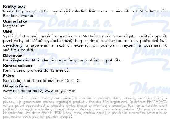 Příbalový leták - Rosen 8.8% Polysan gel 100g