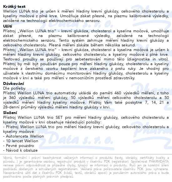 Příbalový leták - Wellion LUNA TRIO set glukometr černý