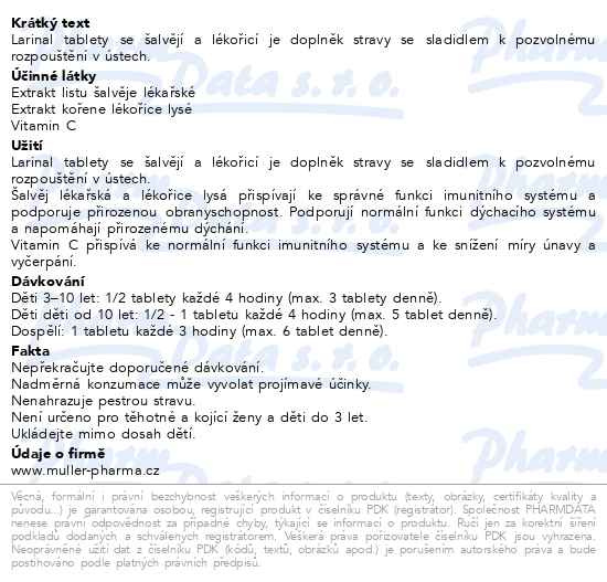 Příbalový leták - Larinal se šalvějí a lékořicí Dr.Müller, 16 tablet