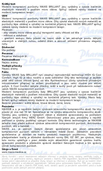 Příbalový leták - Maxis BRILLANT lýtková punčocha velikosti 6K, bronz, bez špičky
