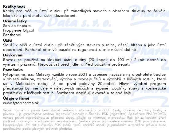 Příbalový leták - Folsalvin kapky péče dutina ústní 50ml Fytopharma