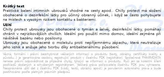 Příbalový leták - Chilly protect intimní ubrousky 12ks
