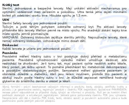 Příbalový leták - Wellion Safety Lancets jednoráz.bezp.jeh.28G 100ks